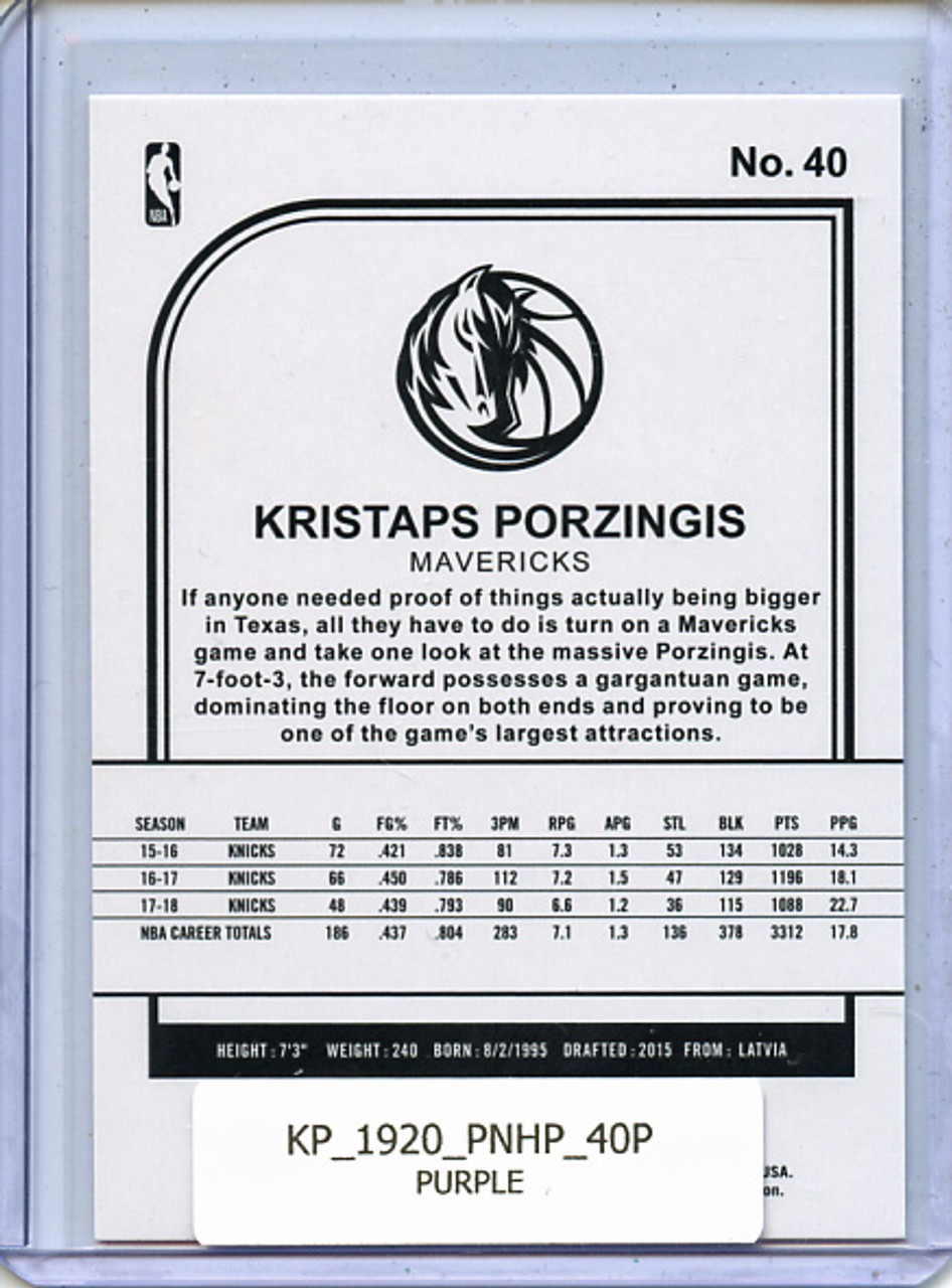 Kristaps Porzingis 2019-20 Hoops #40 Purple