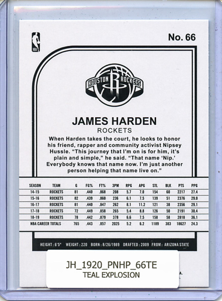 James Harden 2019-20 Hoops #66 Teal Explosion