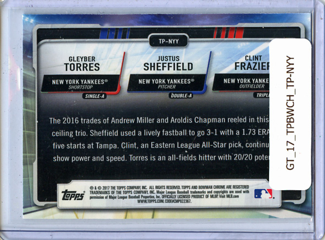 Gleyber Torres, Justus Sheffield, Clint Frazier 2017 Bowman Chrome, Talent Pipeline #TP-NYY