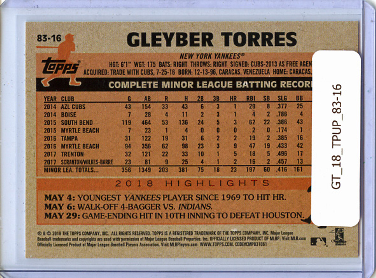 Gleyber Torres 2018 Topps Update, 1983 Topps #83-16