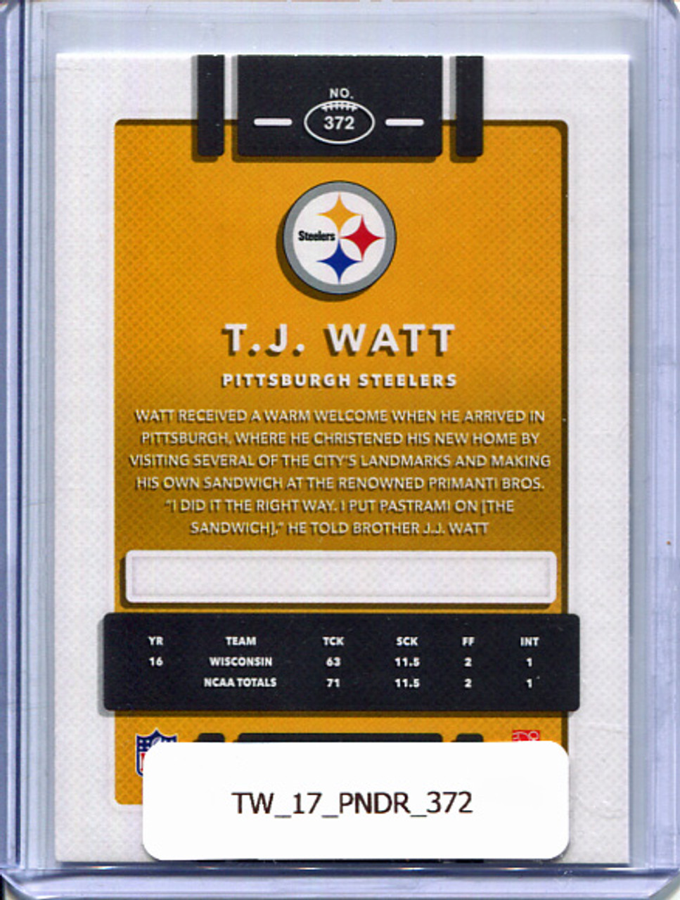 T.J. Watt 2017 Donruss #372