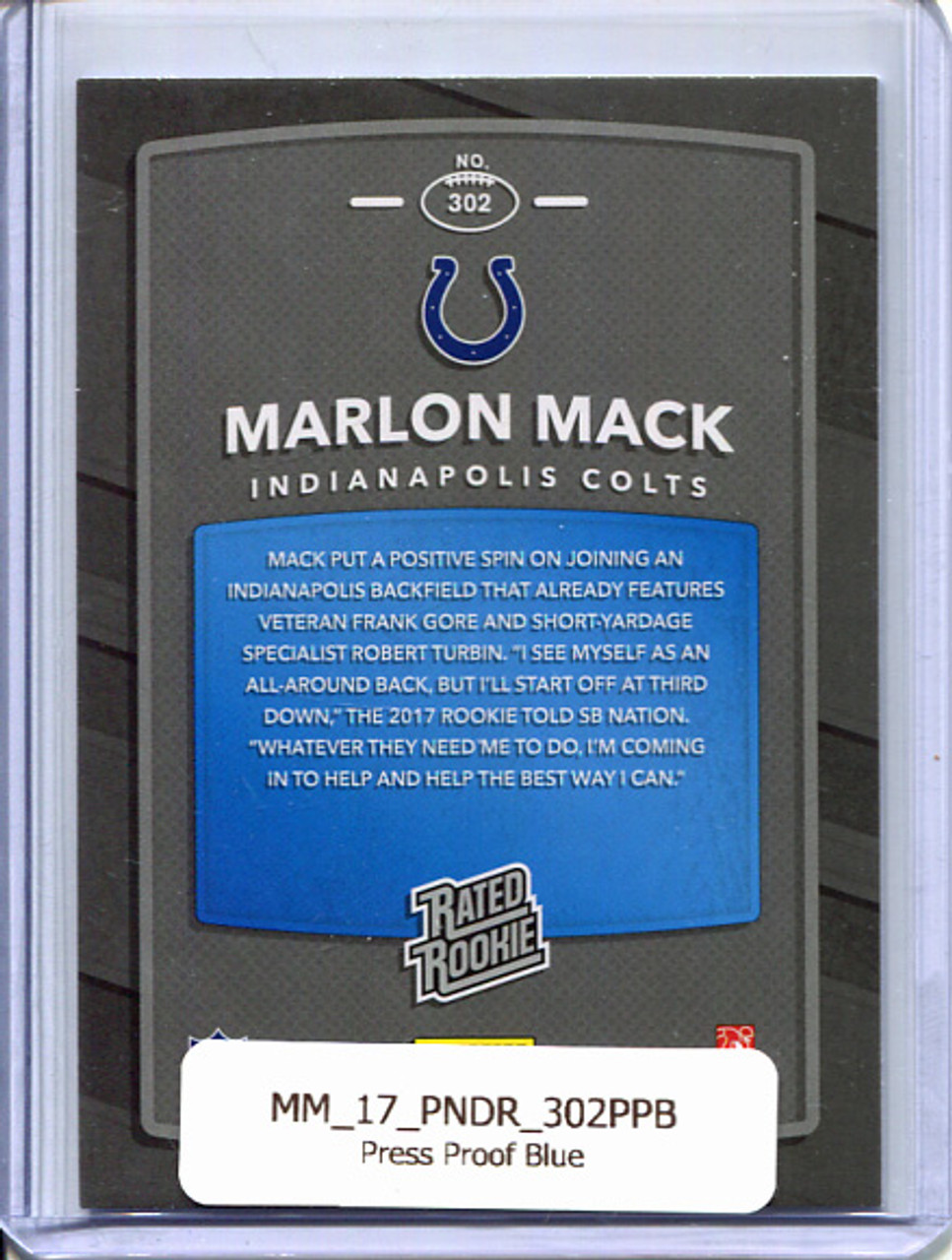 Marlon Mack 2017 Donruss #302 Press Proofs Blue