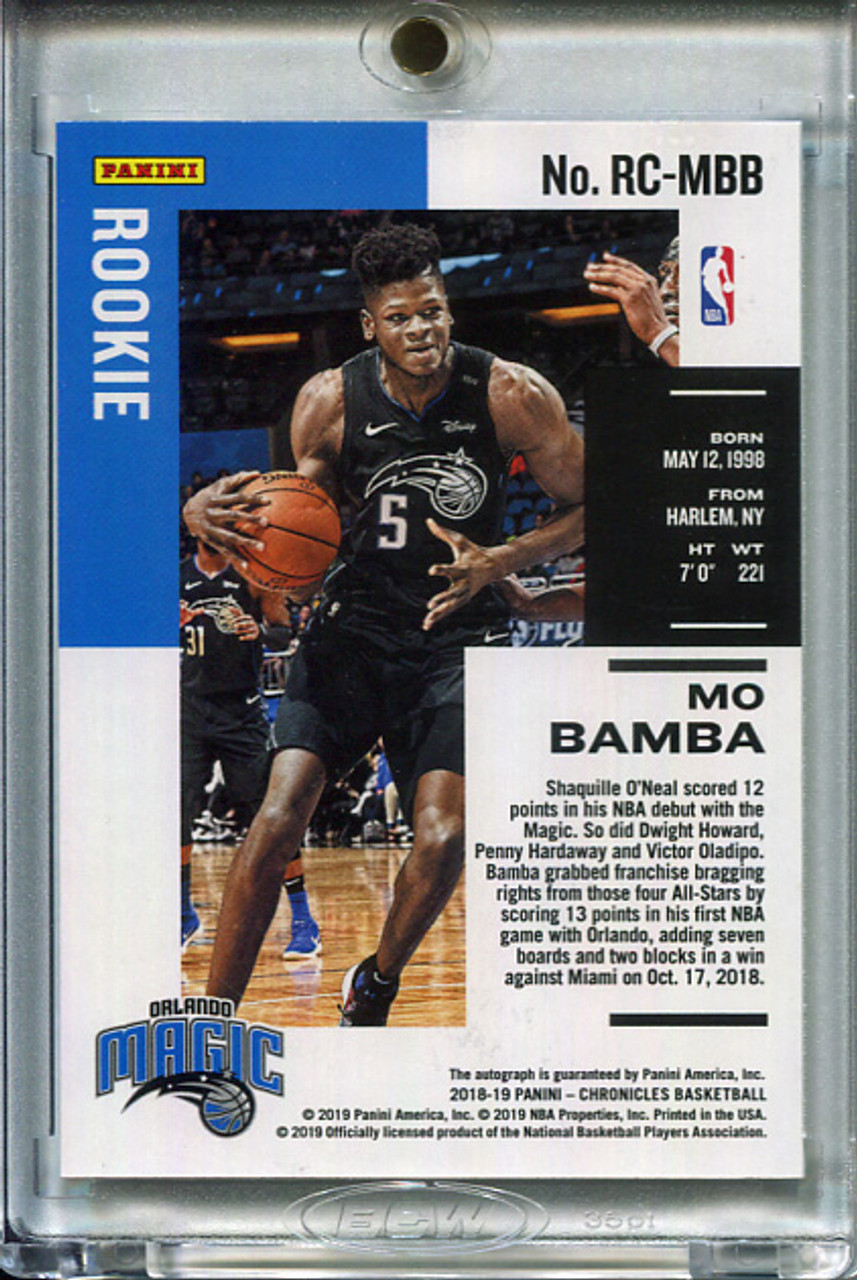 Mo Bamba 2018-19 Chronicles, Rookie Signatures #RC-MBB Red