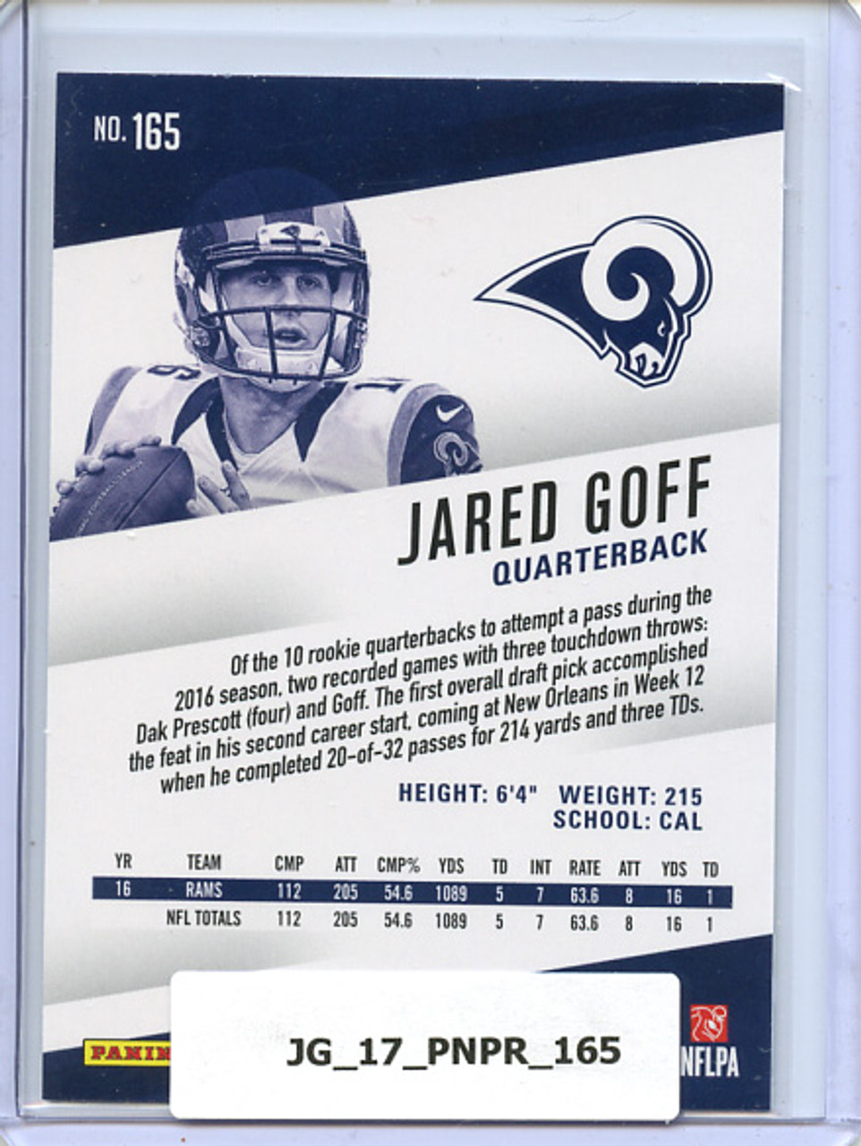 Jared Goff 2017 Prestige #165