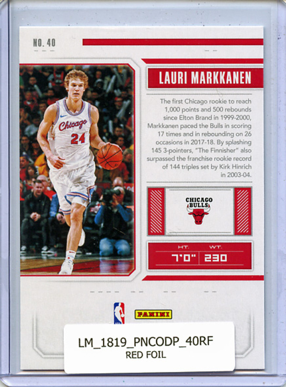 Lauri Markkanen 2018-19 Contenders Draft Picks #40 Draft Ticket Red Foil