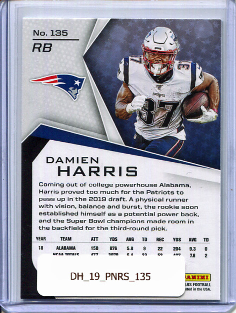 Damien Harris 2019 Rookies & Stars #135