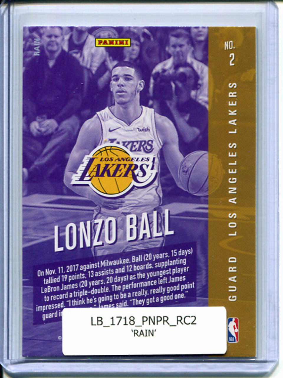 Lonzo Ball 2017-18 Prestige, Rookie Class #2 Rain