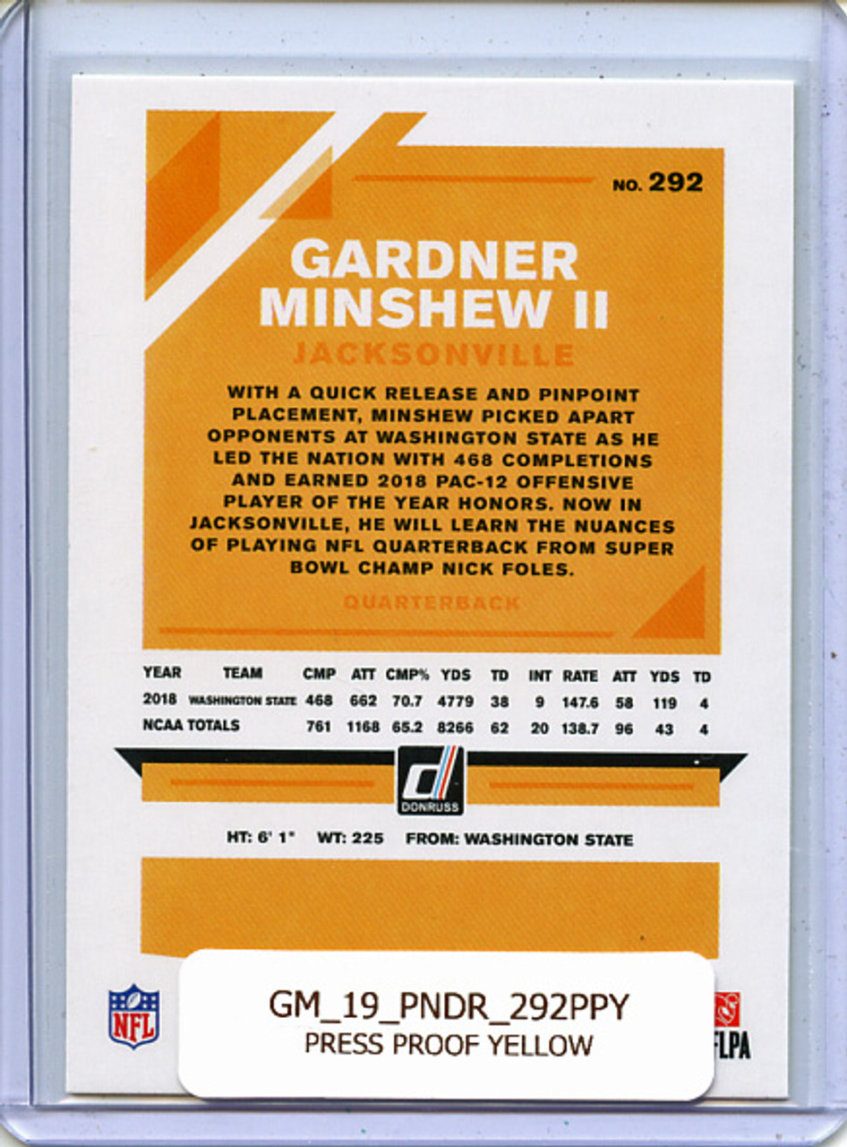 Gardner Minshew II 2019 Donruss #292 Press Proof Yellow