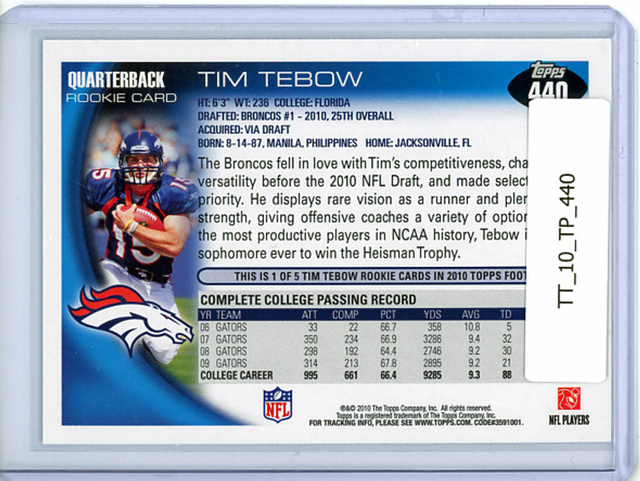 Tim Tebow 2010 Topps #440