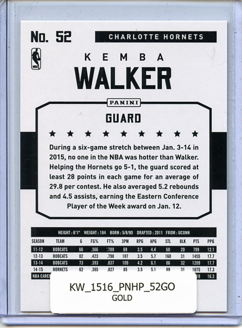 Kemba Walker 2015-16 Hoops #52 Gold