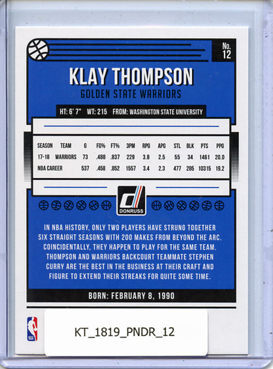 Klay Thompson 2018-19 Donruss #12