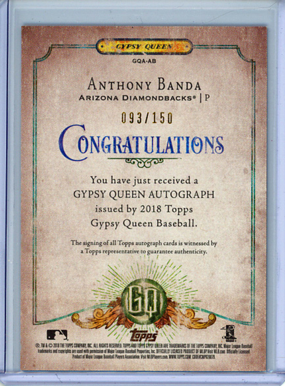 Anthony Banda 2018 Gypsy Queen, Gypsy Queen Autographs #GQA-AB Indigo (#093/150)
