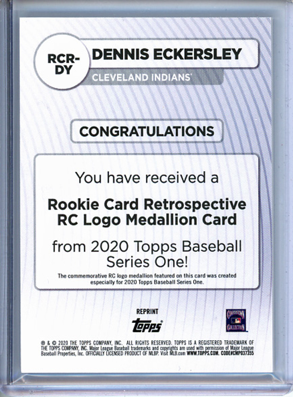 Dennis Eckersley 2020 Topps, Rookie Card Retrospective with RC Medallion #RCR-DY
