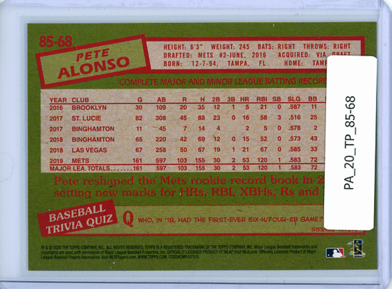 Pete Alonso 2020 Topps, '85 Topps #85-68