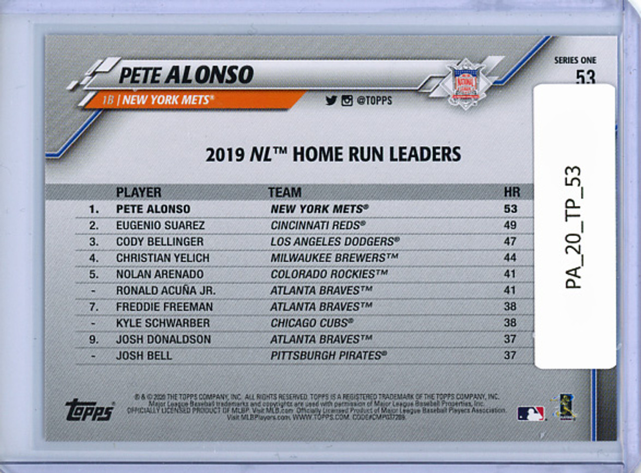 Pete Alonso 2020 Topps #53 League Leaders