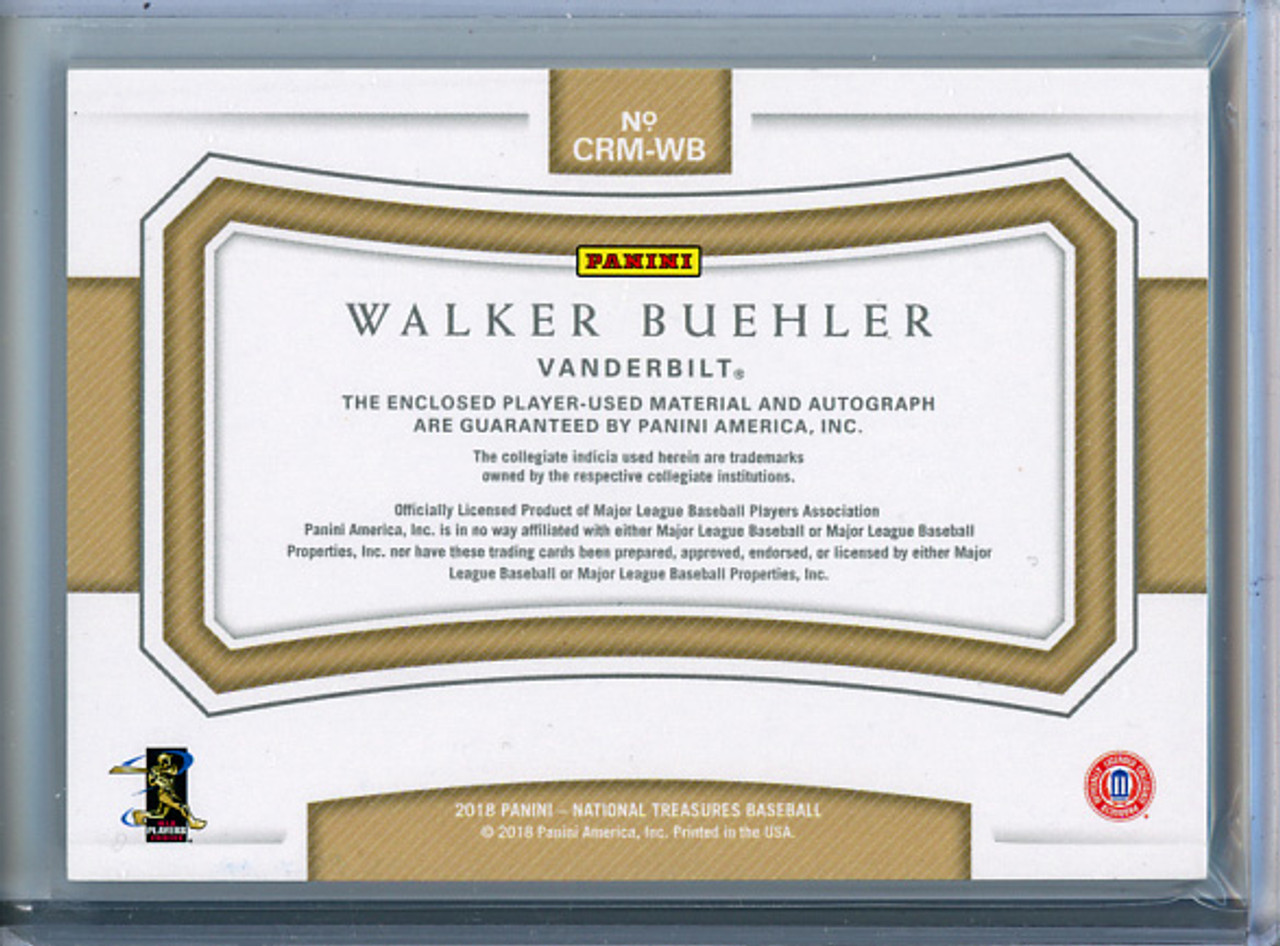 Walker Buehler 2018 National Treasures, College Rookie Materials Signatures #CRM-WB (#57/99)