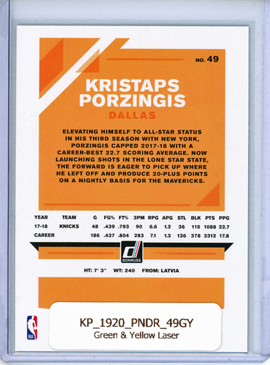 Kristaps Porzingis 2019-20 Donruss #49 Green & Yellow Laser