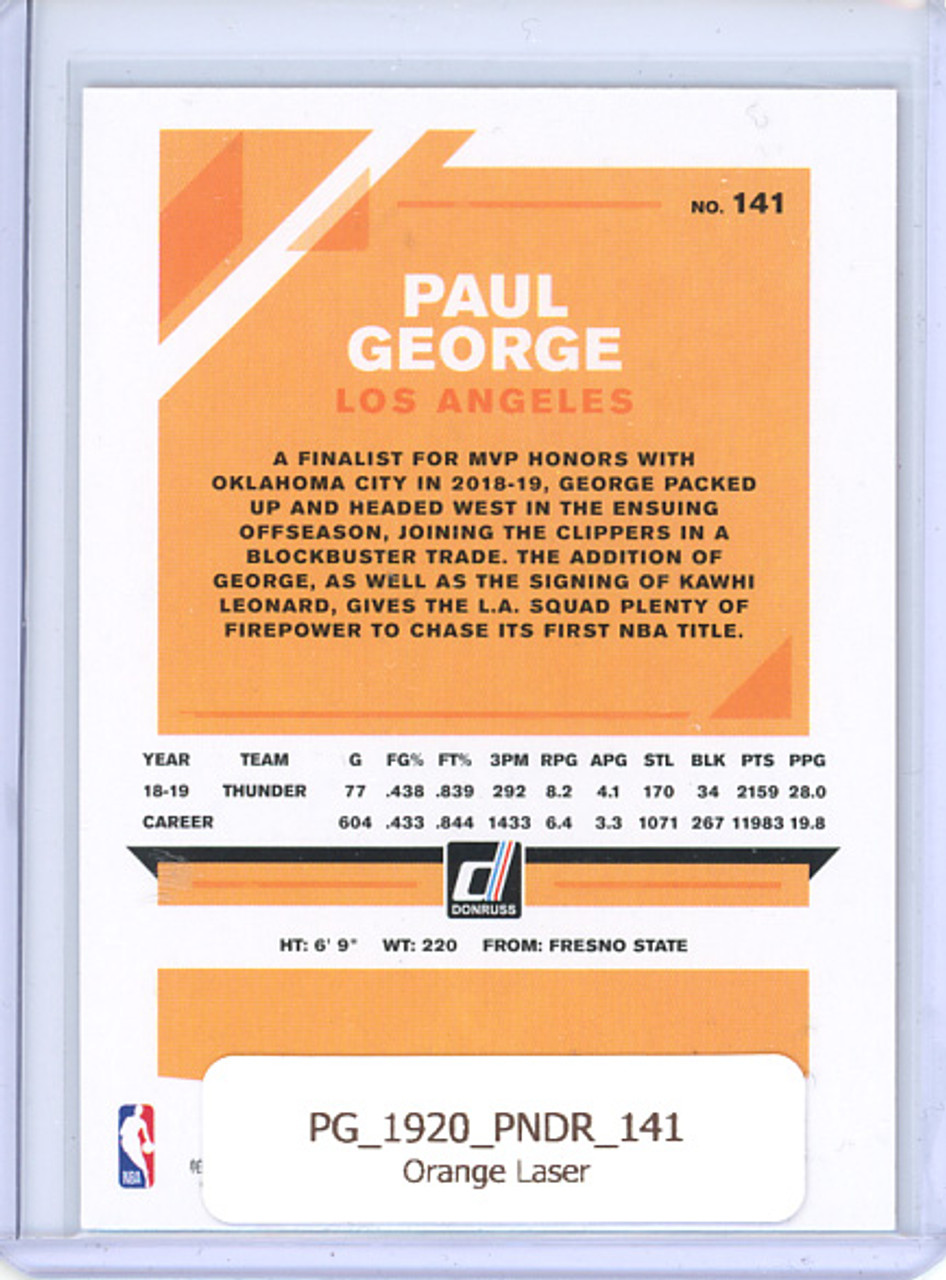 Paul George 2019-20 Donruss #141 Orange Laser