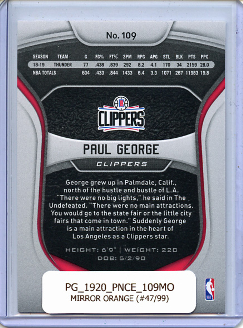 Paul George 2019-20 Certified #109 Mirror Orange (#47/99)