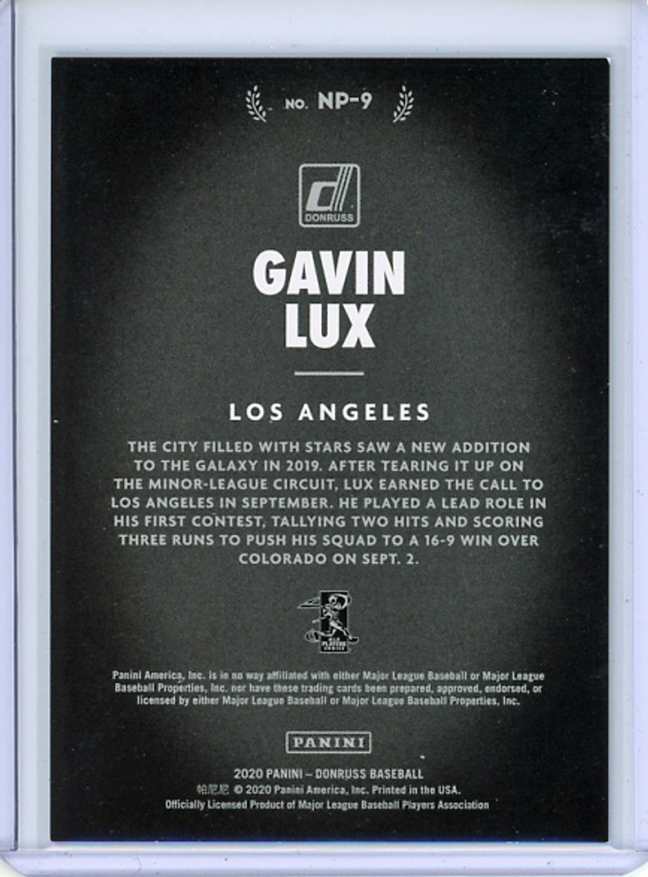 Gavin Lux 2020 Donruss, Now Playing #NP-9 Blue (#156/249)