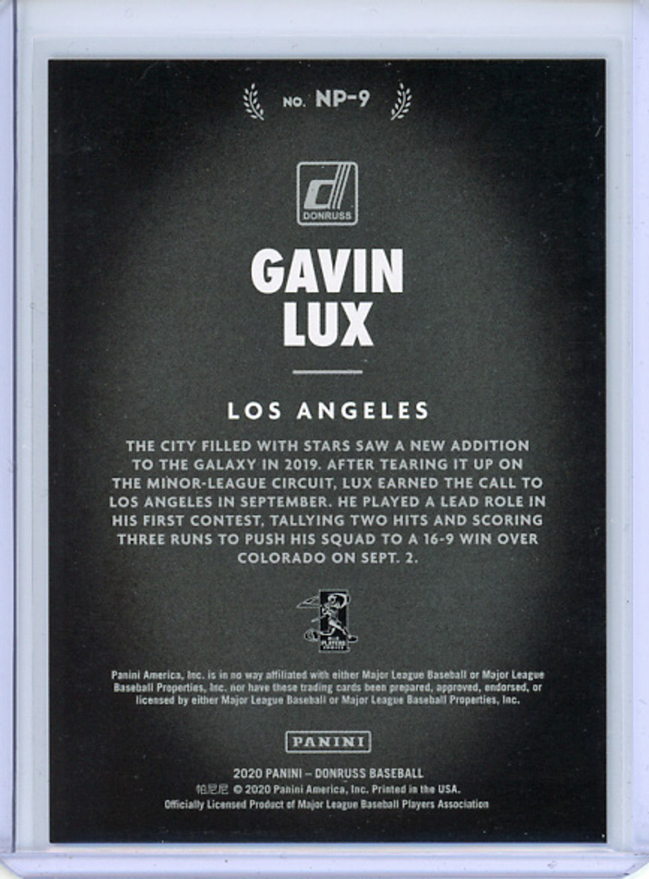 Gavin Lux 2020 Donruss, Now Playing #NP-9 Silver (#258/349)