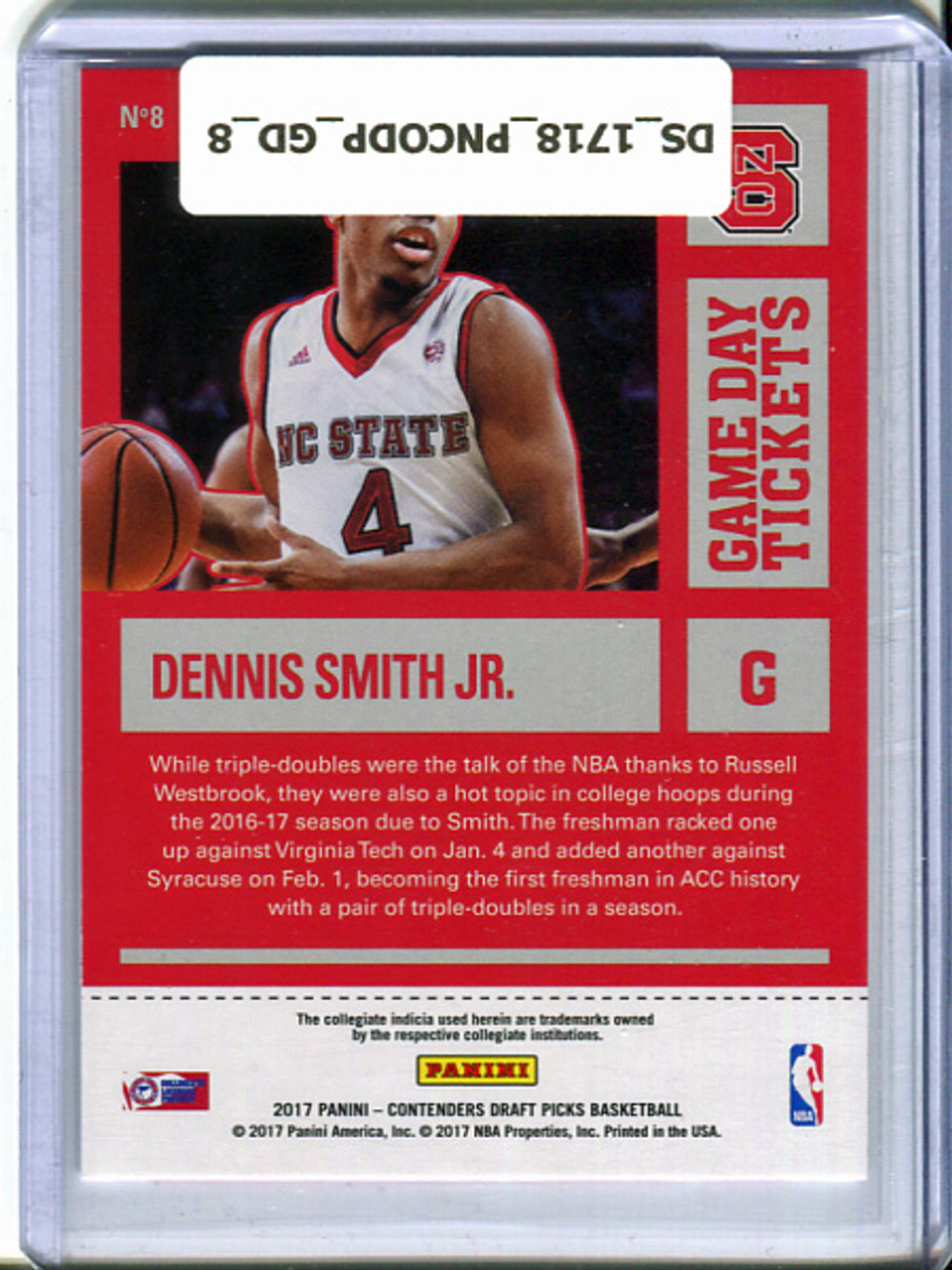 Dennis Smith Jr. 2017-18 Contenders Draft Picks, Game Day Tickets #8