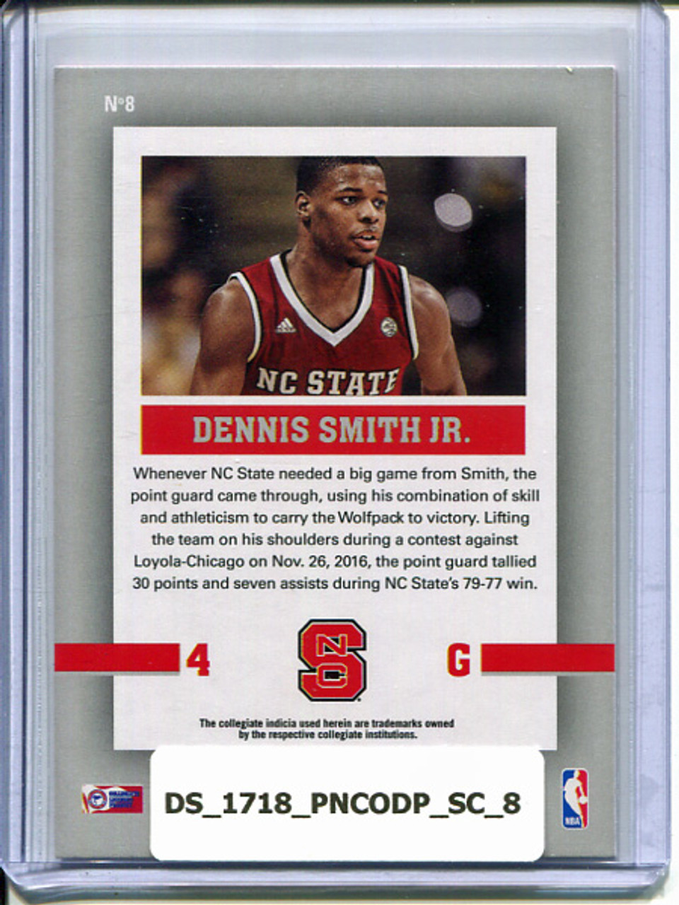 Dennis Smith Jr. 2017-18 Contenders Draft Picks, School Colors #8