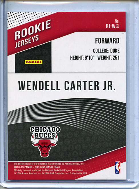 Wendell Carter Jr. 2018-19 Donruss, Rookie Jerseys #RJ-WCJ