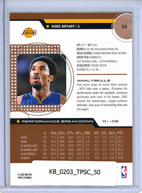 Kobe Bryant 2002-03 Stadium Club #50