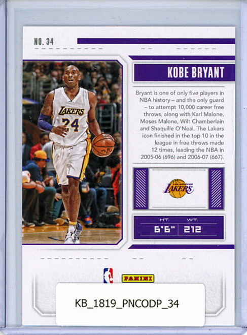 Kobe Bryant 2018-19 Contenders Draft Picks #34