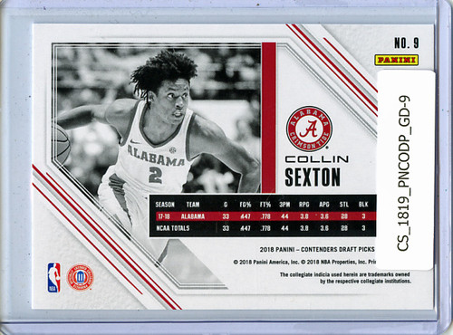 Collin Sexton 2018-19 Contenders Draft Picks, Game Day Ticket #9