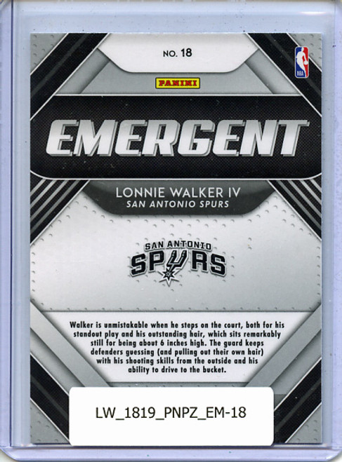 Lonnie Walker IV 2018-19 Prizm, Emergent #18