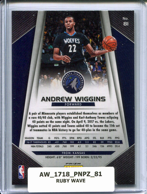 Andrew Wiggins 2017-18 Prizm #81 Ruby Wave