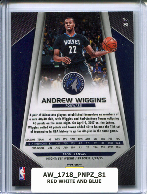 Andrew Wiggins 2017-18 Prizm #81 Red White and Blue