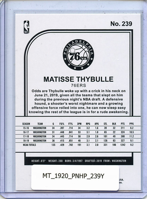 Matisse Thybulle 2019-20 Hoops #239 Yellow