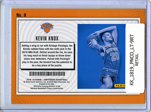 Kevin Knox 2018-19 Contenders, Lottery Ticket #9 Retail