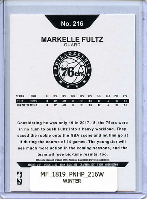 Markelle Fultz 2018-19 Hoops #216 Winter