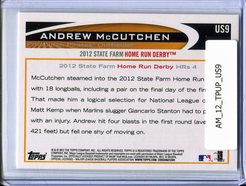 Andrew McCutchen 2012 Topps Update #US9 Home Run Derby