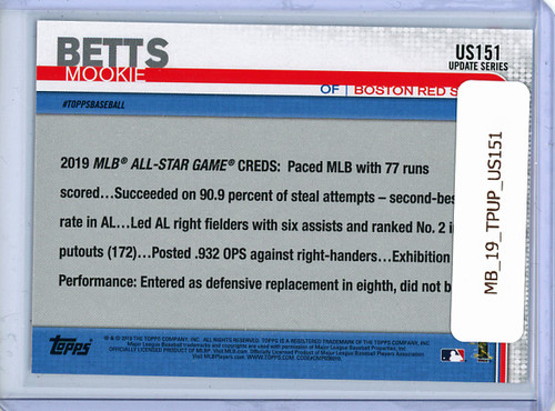 Mookie Betts 2019 Topps Update #US151