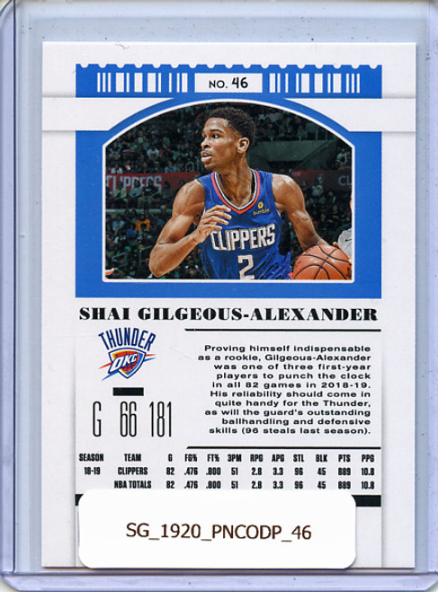 Shai Gilgeous-Alexander 2019-20 Contenders Draft Picks #46