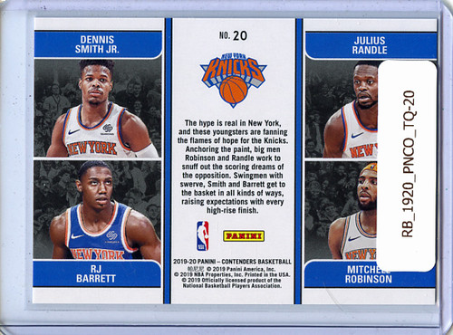 RJ Barrett, Julius Randle, Mitchell Robinson, Dennis Smith Jr. 2019-20 Contenders, Team Quads #20