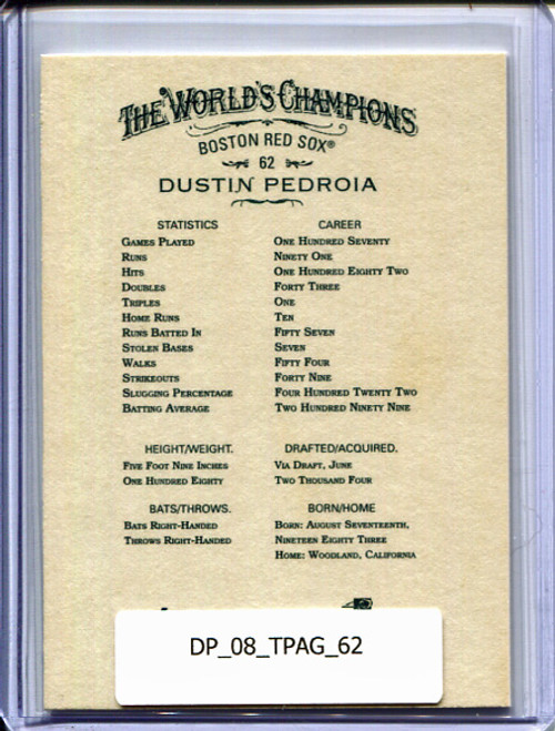 Dustin Pedroia 2008 Allen and Ginter #62