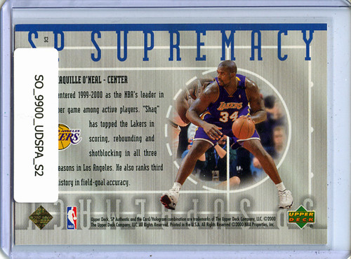 Shaquille O'Neal 1999-00 SP Authentic, Supremacy #S2