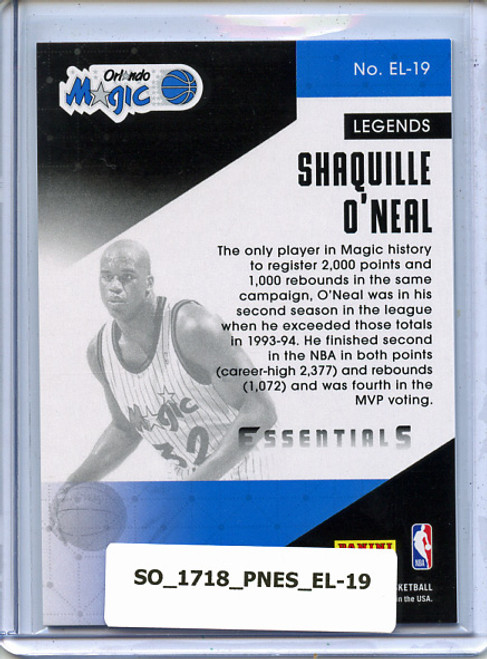 Shaquille O'Neal 2017-18 Essentials, Essential Legends #EL-19