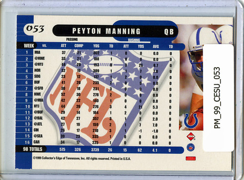 Peyton Manning 1999 Collector's Edge Supreme #053