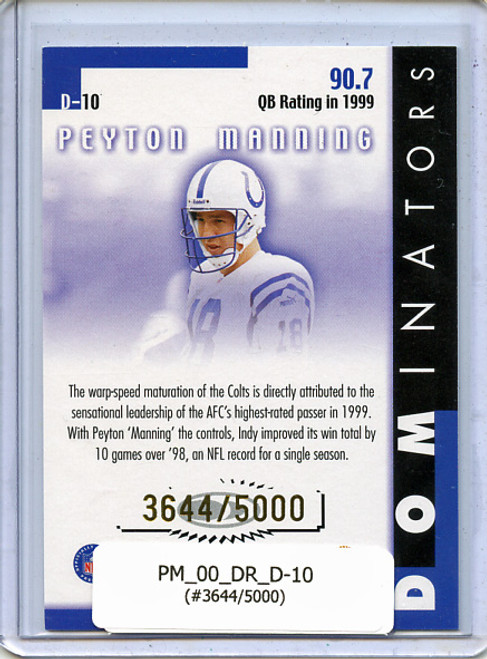Peyton Manning 2000 Donruss, Dominators #D-10 (#3644/5000)