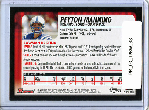 Peyton Manning 2003 Bowman #38