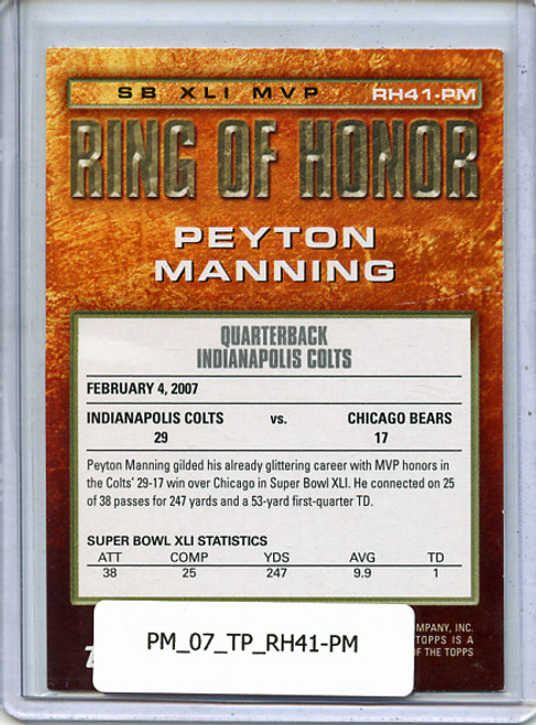 Peyton Manning 2007 Topps, Ring of Honor #RH41-PM