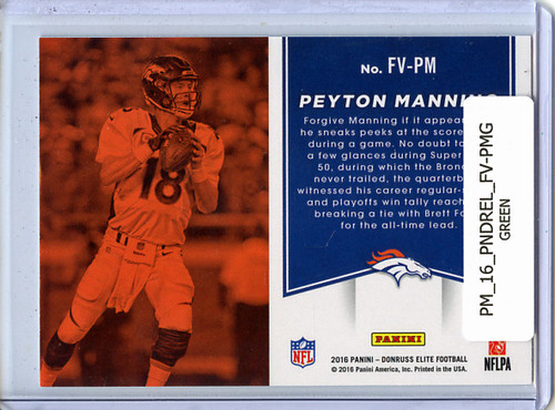 Peyton Manning 2016 Donruss Elite, Field Vision #FV-PM Green