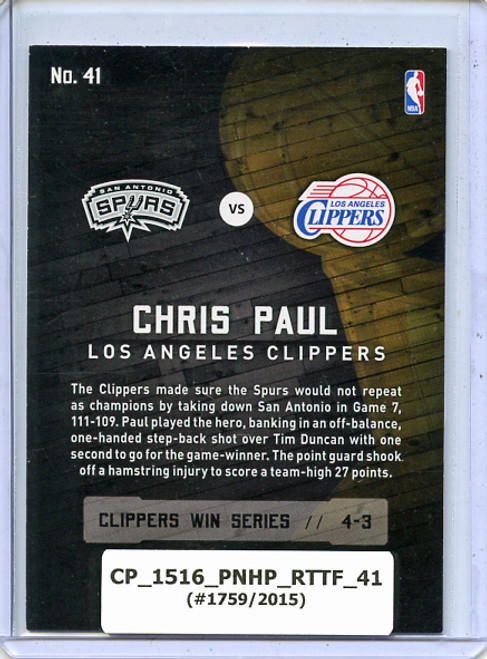Chris Paul 2015-16 Hoops, Road to the Finals #41 First Round (#1759/2015)